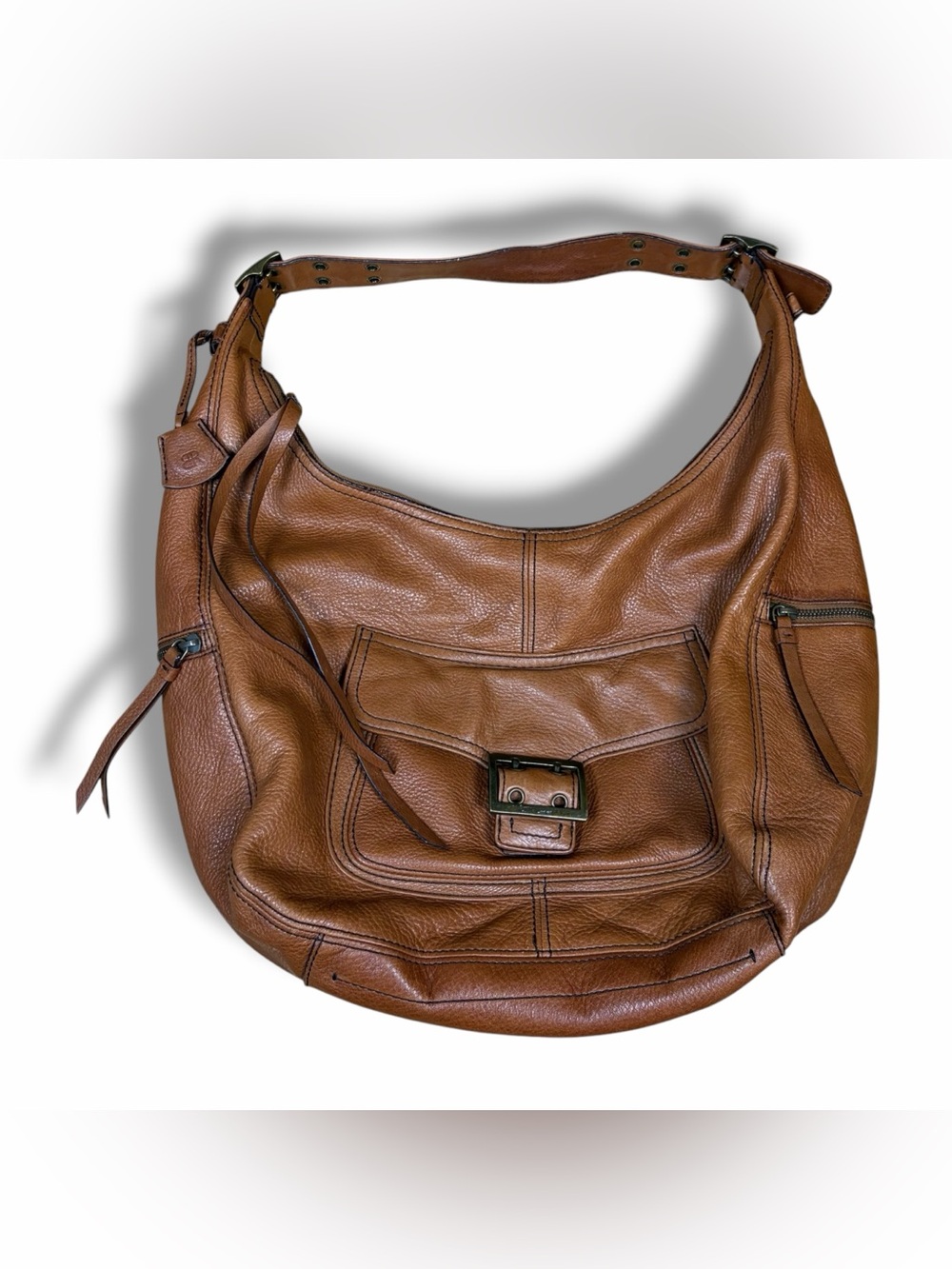 Banana Republic Light Brown Genuine Leather Hobo Bag Purse Handbag Nice!